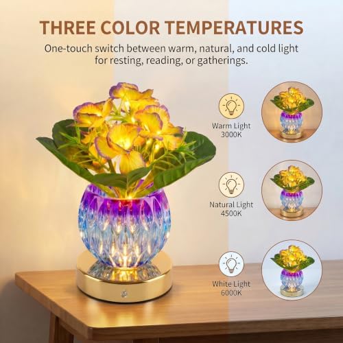 Primrose Flower Table Lamp, USB Rechargeable LED Bedside Lamp - Image 3