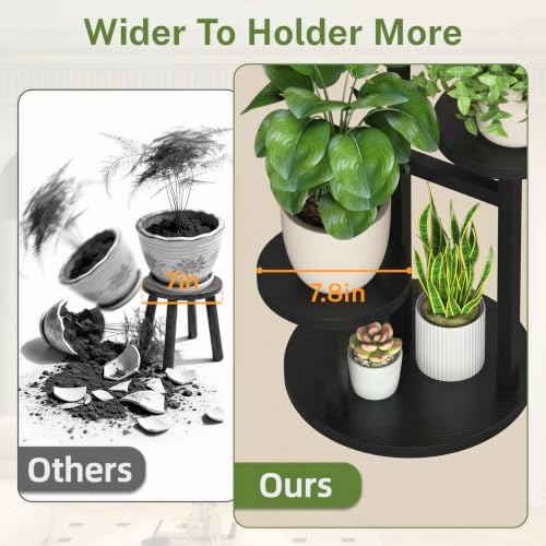 iDavosic.ly 4 Tier Wood Plant Stand Indoor Outdoor Corner Tall Shelf, Black - Image 3