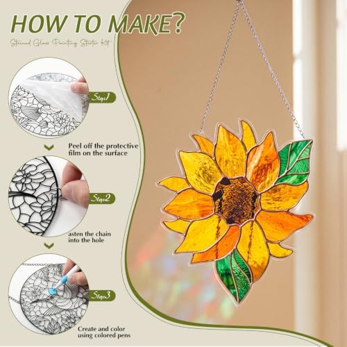 36 Pcs Suncatchers Crafts Kit DIY Paint Art,Flower Shape - Image 3