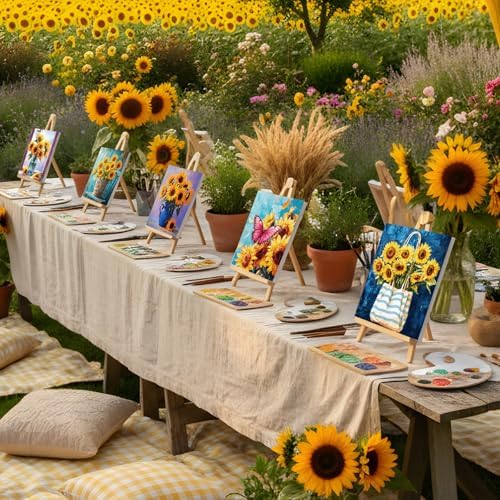 Sherr 24 Pcs Pre Drawn Canvas for Adult, Sunflower, 8 x 10 Inch - Image 4