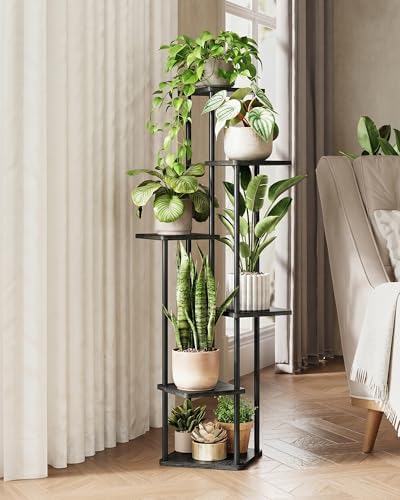 GENTINGBRO Corner Plant Stand Indoor Tall Plant Stand Black 6 Tier by Gentingbro