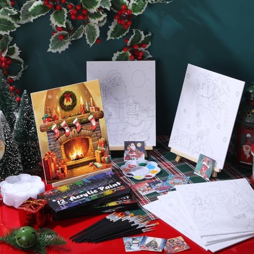 Cholemy 36 Pcs Paint and Sip Kit Gift for Adults 8''x10'',Christmas A - Image 2