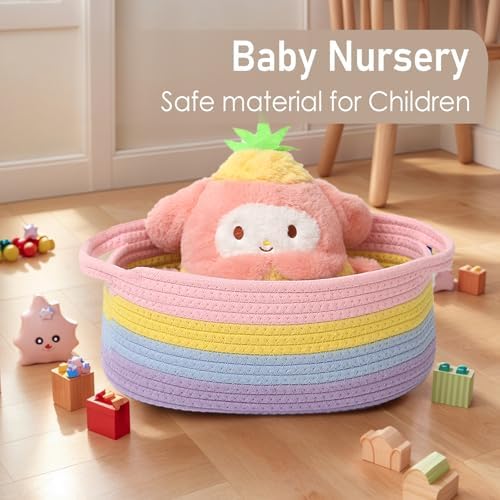 JMvicyroam Small Woven Basket, Empty Gift Basket, Rainbow/1 Pack - Image 5