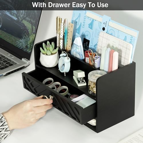 Desk Organizer with Drawer, Countertop Bill Mail Organizer and File Storage - Image 2