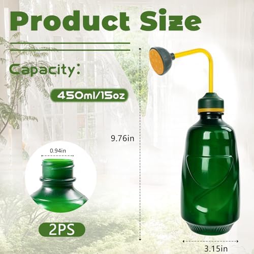 450ML Small Watering Can, 2 in 1 Spray Head for Indoor Plants, Green - Image 2