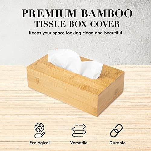 JUSK Design Tissue Box Holder - Modern, Minimalist, and Durable Wooden Tissue Box with Sliding Bottom, Easy-Refill- Premium-Quality Bamboo Tissue Box Cover, Fits 120-Count Box, Short Rectangular - Image 2