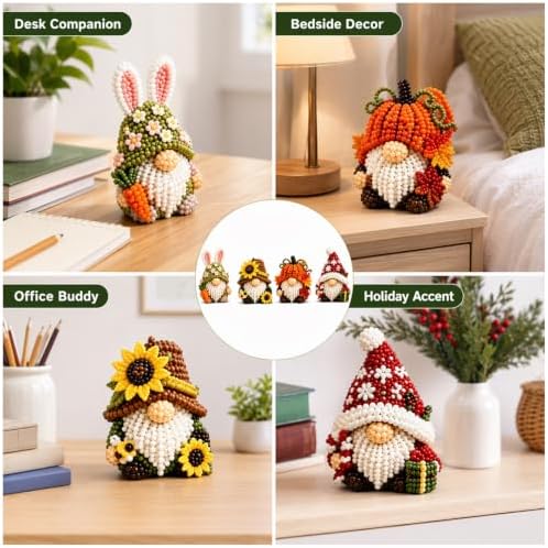 Ewudjou 1-Pack 3D Beaded Gnome DIY Kit & 3D Beaded Gnome Kit, Autumn Themed Beaded Craft Set for Adult Beginner Decoration - Image 7