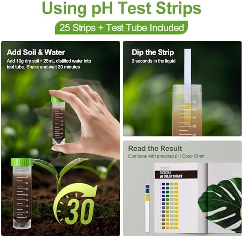 Indoor Plant Care Kit - Soil Moisture Meter, 200+ Houseplant Watering Guidebook & pH Test Strips (25 Counts) - Plant Mom Gifts, Starter Tool Set for Monstera, Succulent & Fiddle Leaf Fig - Image 4
