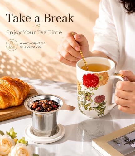 AmorArc Tea Cup With Infuser and Lid, 18oz Loose Leaf Tea Mug With Steeper - Image 6