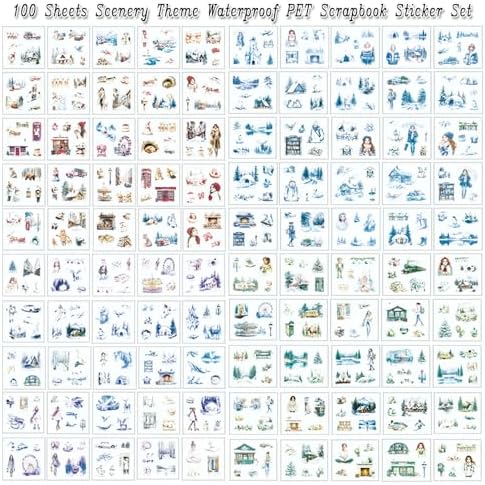 430Pcs Scrapbook Winter Landscape Stickers Set for Scrapbooking Supplies, Aesthetic Collage PET Stickers for Journaling, Junk Journal, Bujo, DIY Craft Art, Scrap Booking Supples Kit - Image 5