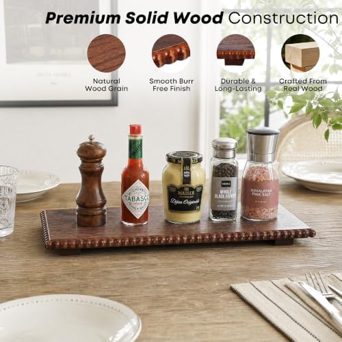 Beaded Wood Risers 16" Rustic Display Stand for Boho Decor(Rustic Walnut) - Image 2