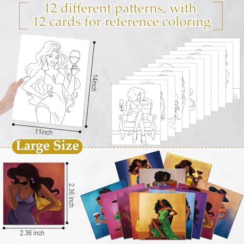 Ctosree 12 Pcs Pre Drawn Canvas for Painting,Charming Lady,11 x 14 Inch - Image 3