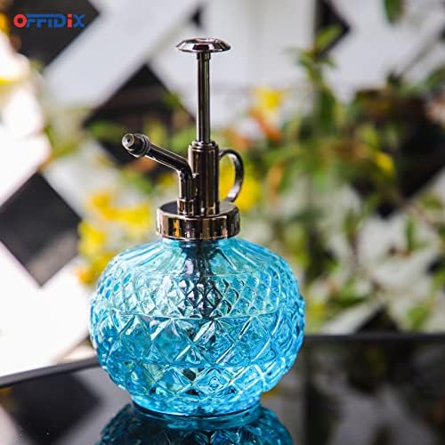 OFFIDIX Glass Plant Mister Vintage Spray Bottle Blue Spritzer with Top Pump - Image 5