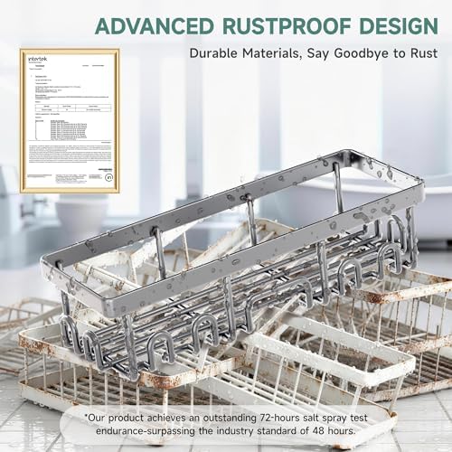 Veken Shower Caddy 6-Pack, No Drilling & Rustproof, Waterproof Adhesive Shelves Rack with Soap Holder, Large Capacity Bathroom Organizers and Storage, Wall-Mounted Kitchen & Home Decor, Bright Silver - Image 4