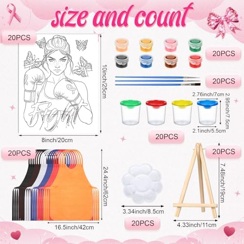 Sherr 140 Pcs 20 Set Pre Drawn Canvas Painting Kit, Breast Cancer Awareness - Image 2