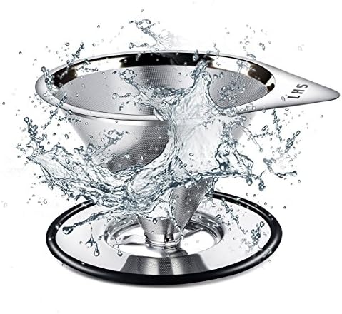 LHS Pour Over Coffee Dripper Stainless Steel Coffee Filter Metal Cone Filter Paperless Reusable Coffee Filter Single Cup Coffee Maker 1-4 Cup With Non-slip Cup Stand and Cleaning Brush - Image 6