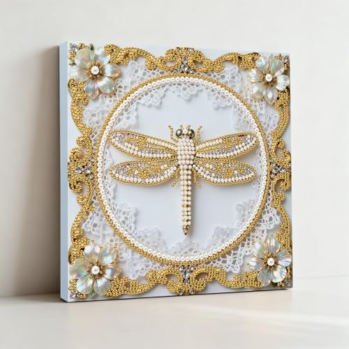 Pearl Art Kits Painting for Adults, DIY Mindfulness Therapy with Framed Canvas and Tools, Beginner Wall Decor-Dragonfly - Image 5