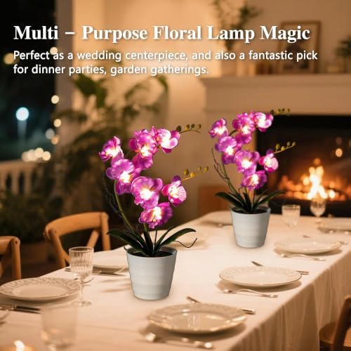 Purple Orchid Lamp Gifts for Women Flower Decor for Bedroom Coffee Shop - Image 3