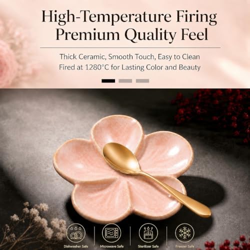 Ceramic Flower Jewelry Ring Trinket Dish Tray, Gifts for Women, Blush Pink - Image 6