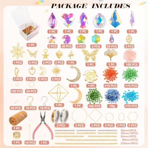 730PCS DIY Suncatcher Kit for Adults – 3D Spiral Suncatcher with Colorful AB Beads & Pendants, Rainbow Maker for Window Hanging Indoor/Outdoor Home Decor - Image 2