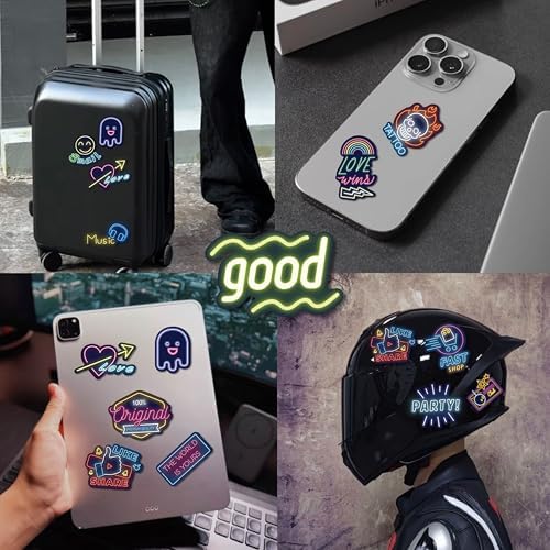 140 Pcs Neon Vinyl Stickers - Waterproof Cool Cute Aesthetic Stickers for Kids Teens Adults | Water Bottle Laptop Classroom Journaling Scrapbook Decor - Image 5