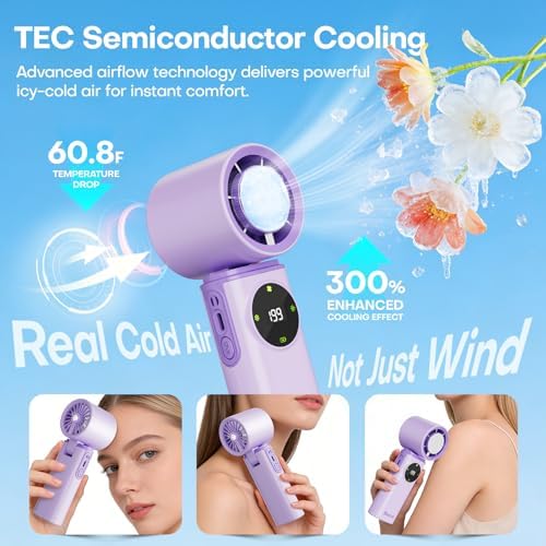 6000mAh Portable Handheld Fan with Ice Cooling, 199 Levels Stepless Speed, 20H Long Battery Life, 20000RPM Turbo Fan Rechargeable Personal Mini Fan for Travel, Outdoor, Makeup - Image 2
