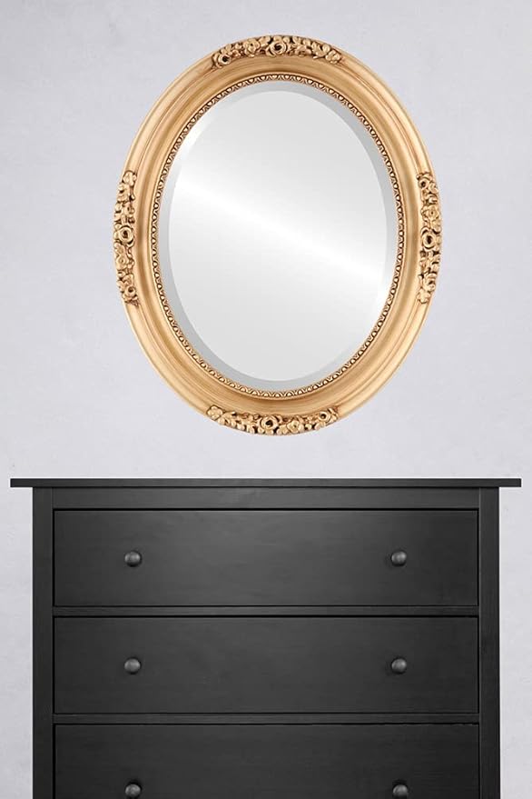 OVALCREST Oval Beveled Wall Mirror for Home Decor - Versailles Style - Gold Paint - 16x20 Outside Dimensions