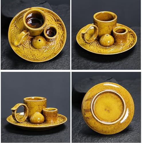 4 in 1 Ceramic Incense Burner Holder with Handle for Burning Sage, Palo Santo Stick, Joss Sticks, Candle in Your New House, Office, Yoga, Meditation Room (Yellow) - Image 4