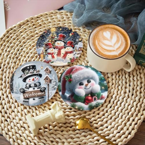 8 Pcs Christmas Diamond Art Coasters Kits with Holder 4x4 Inch - Image 2