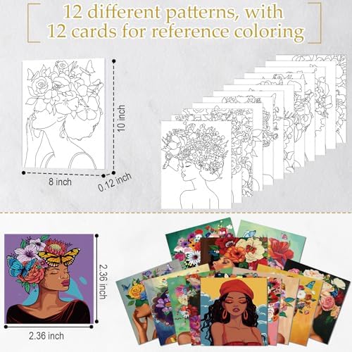 Ctosree 12 Pcs Pre Drawn Canvas for Painting,Flower Lady,8 x 10 Inch - Image 2