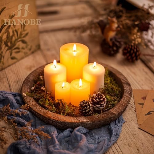 Hanobe Wooden Tray for Coffee Table, Decorative Round Candle Holder Plate - Image 2