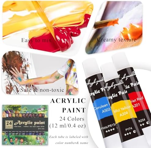 LEYEDZ Acrylic Paint Set for Kids & Adults,Art Supplies Kit with Canvas - Image 3
