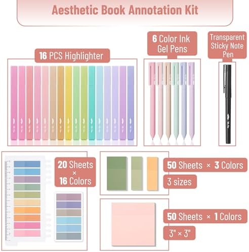 Mr. Pen- Aesthetic Book Annotation Kit, 16 No Bleed Aesthetic Highlighters - Image 2