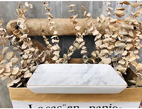 SOCOSY Marble Ceramic Ring Dish Jewelry Dish Ring Holder Jewelry Organizer with Golden Edged Home Decor Wedding Gift (Marble, Large) - Image 6