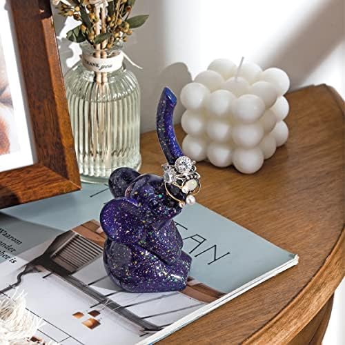 PUDDING CABIN Purple Elephant Ring Holder Cute Ring Organizer Stand Display, Unique Elephant Gift for Women Mom Mother's Day Birthday Engagement Bridesmaid Christmas Gift - Image 3