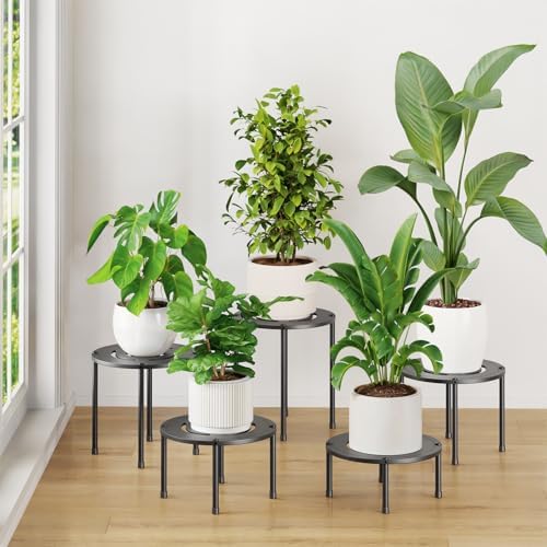 iDavosic.ly 5-Pack Metal Plant Stands for Indoor Outdoor, 10'' Small, Black by iDavosicly