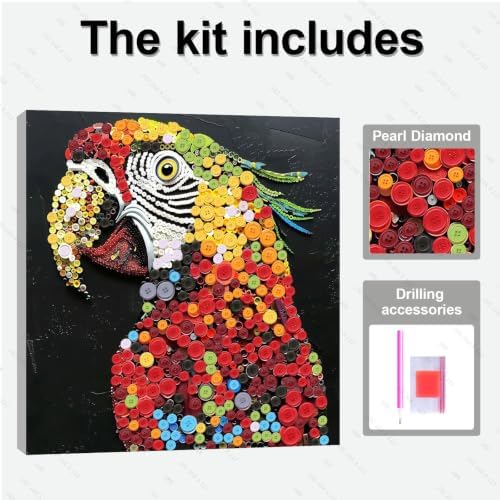 Framed Button Art Kit 11.8" DIY Mosaic Craft for Adults(Parrot) - Image 3