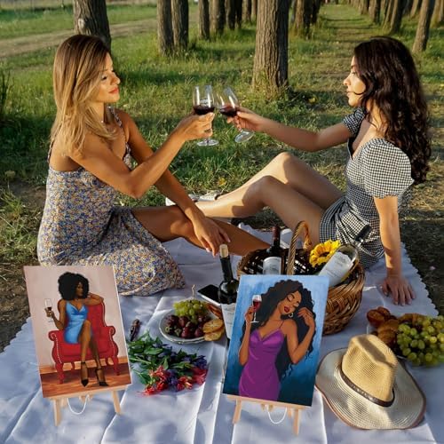 AmazingSpark 16 Pcs Pre Drawn Canvas to Paint for Adults Black Girl - Image 5