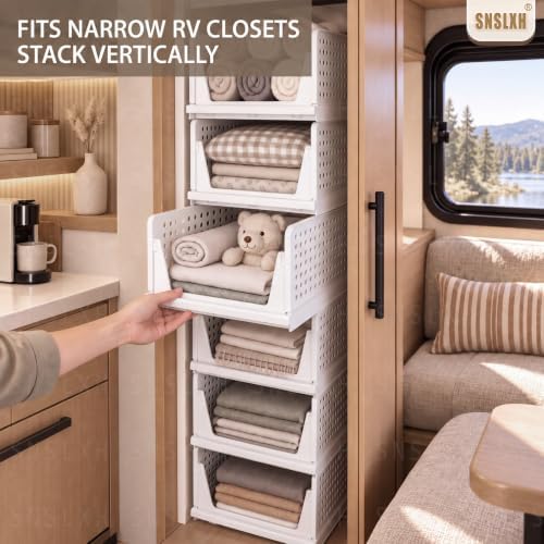 SNSLXH Closet Organizers and Storage, 5 Pack Stackable Closet Bins - Image 3