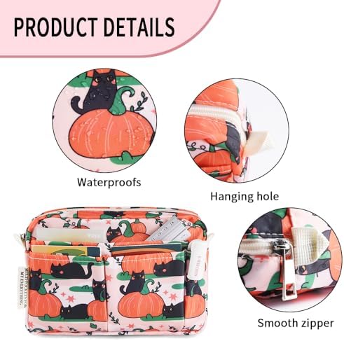 Multiple Pockets Portfolio Organizer with Zipper,Makeup Bag Pencil Pouch - Image 5
