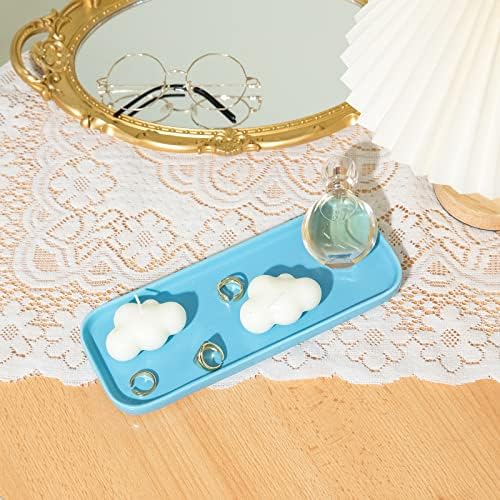 Ceramic Bathroom Tray,Kitchen Sink Organizer Tray,Cosmetics Holder (Blue) - Image 4