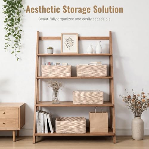 5 Pack Small Woven Storage Baskets for Shelves, Gift Baskets Empty - Image 2