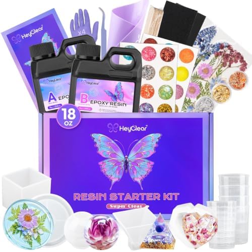HeyClear 18oz Epoxy Resin Kit Molds Complete Set for Beginners DIY Crafts by HeyClearResin