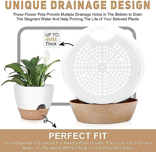 YNNICO 12" 10" 9" Large Self Watering Plant Pots for Indoor Outdoor Plants - Image 6