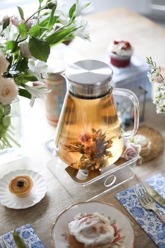 Teabloom One-Touch Tea Maker, 2-in-1 Teapot and Kettle with Stainless Steel Filter Lid for Loose Tea – Stain-Free Borosilicate Glass Teapot (27 Oz) – Tea Connoisseur's Choice - Image 2