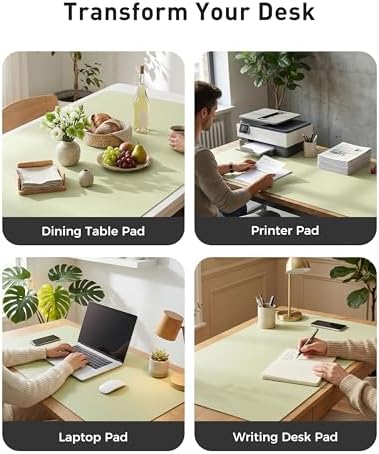 Aothia Faux Leather Desk Mat - Large Mouse Pad, Non-Slip PU Leather Blotter, Waterproof Writing Surface for Office and Home (Grass Green, 63" x 24") - Image 6