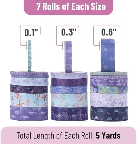 Mr. Pen- Washi Tape Set, 21 Rolls, Assorted Sizes, 5 Yards/Roll - Image 4