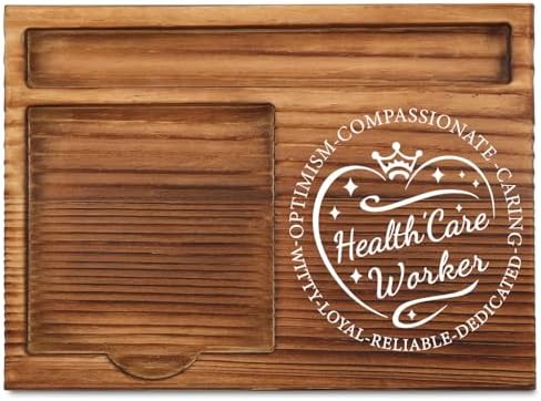 THRXOBN Desk Organizer for Healthcare Workers & Medical Professionals - Natural Wood with Slots for Notes, Pens, and Small Office Supplies – Stylish & Practical Workspace Solution,WSH20 by THRXOBN