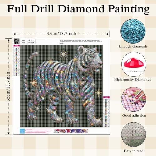 BYGFHLYW Tiger 5D Diamond Painting Kit for Adults, Animal Diamond Art Kits - Image 5