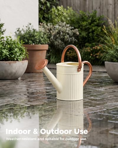 Bamworld Metal Watering Can for Indoor Outdoor Plant 1/2 Gallon Creamy - Image 5